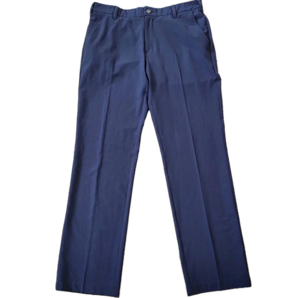 Adidas Navy Polyester Spandex Blend Elastic Waistband Slim-Fit Golf Pants 32/32